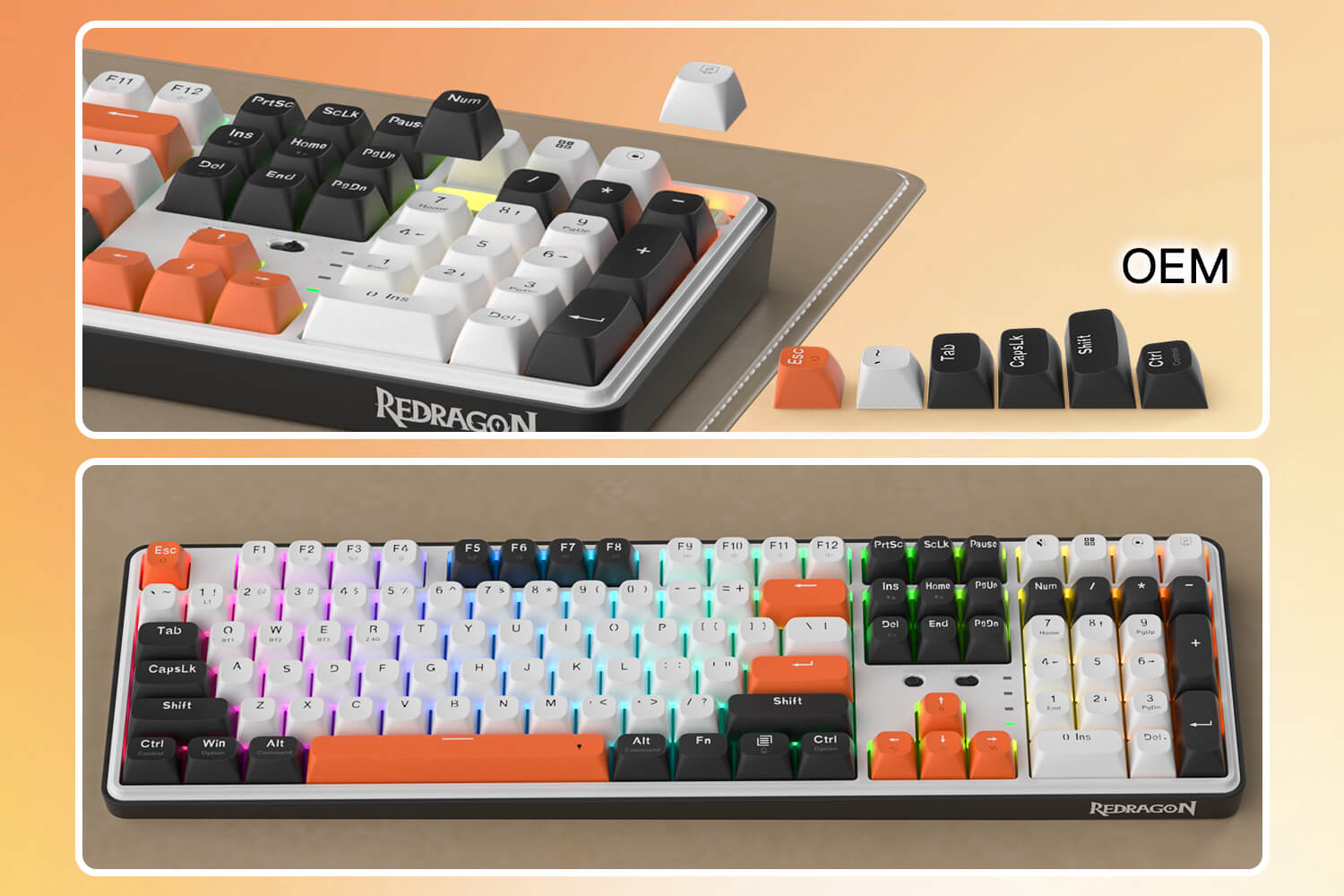 Redragon K689 PRO Wireless Gasket RGB Gaming Keyboard, 104 Keys + Extra 4 Hotkeys Mechanical Keyboard w/Upgraded Hot-swappable Socket, 5-Layer Noise Dampening, Round PBT Keycaps, Custom Linear Switch